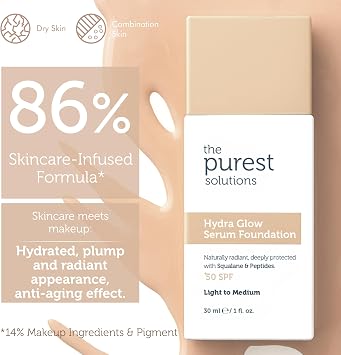 The Purest Solutions Nemlendirici & Canlandırıcı Serum Fondöten SPF 50, 30 Mililitre – Açık/Orta Ton
