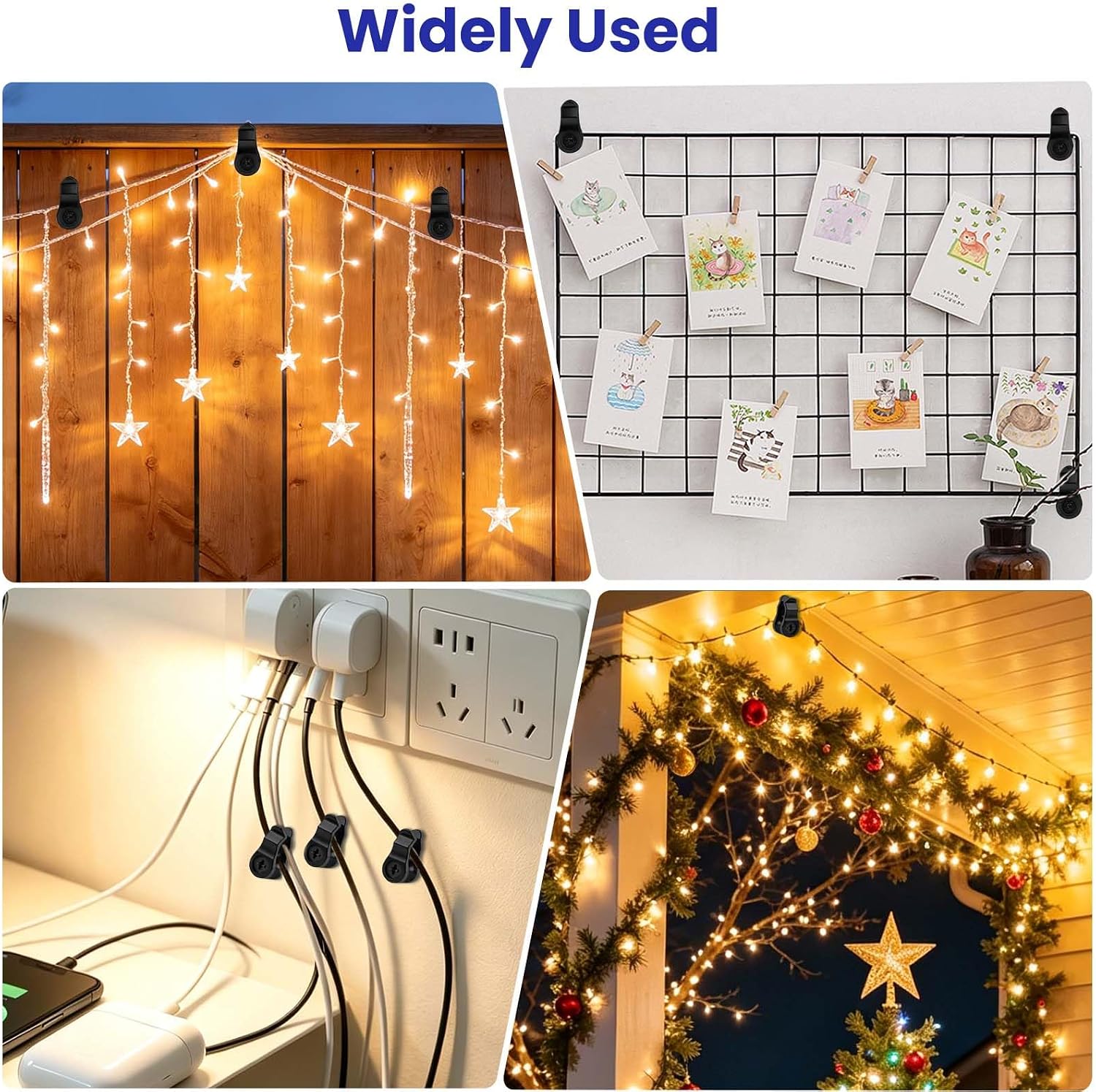 80 Pack Hooks for Outdoor String Lights, Waterproof Screw-in Light Hanger Hooks with Storage Bag, Light Hanging Hooks for Indoor and Outdoor Use Wire, Cable, Fairy Lights, Wind Chimes (Black)