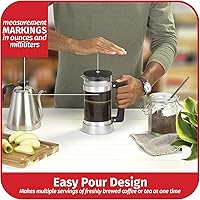 Vista 3 de Goodcook Koffe - Prensa de café de vidrio para 8 tazas con marco de acero inoxidable