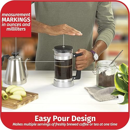 Miniatura 3 de Goodcook Koffe - Prensa de café de vidrio para 8 tazas con marco de acero inoxidable
