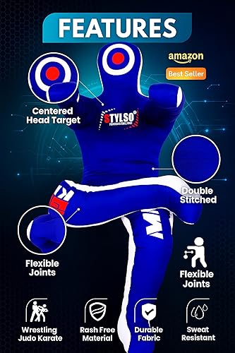 Miniatura 12 de Grappling Dummy for Adults, Unfilled Wrestling Dummy, Hanging Jiu Jitsu Dummy for BJJ, MMA, Judo, Karate, Martial Arts Negro sentado