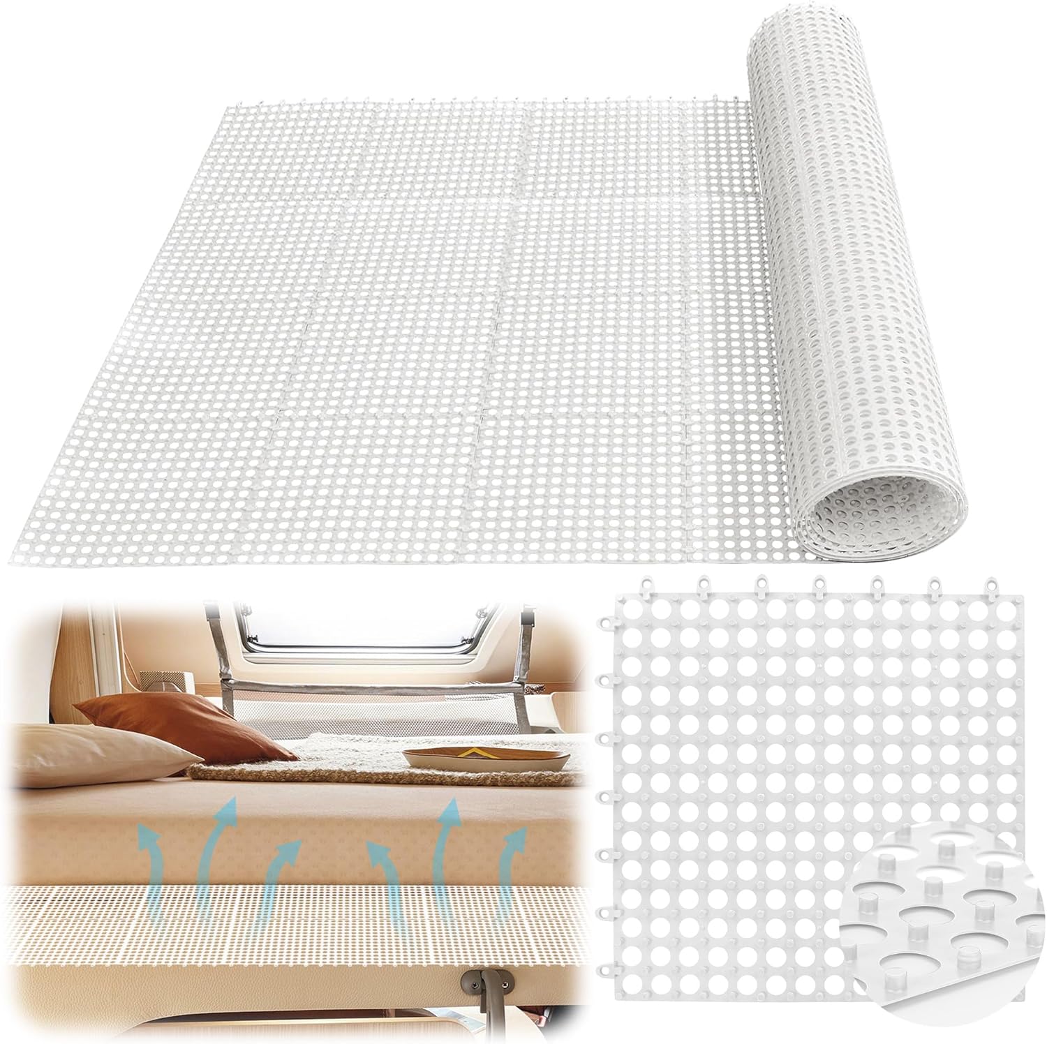 RV Mattress Underlay Moisture Barrier, 83" L x 83" Plastic Under Mattress Pad for RV Boat Camper