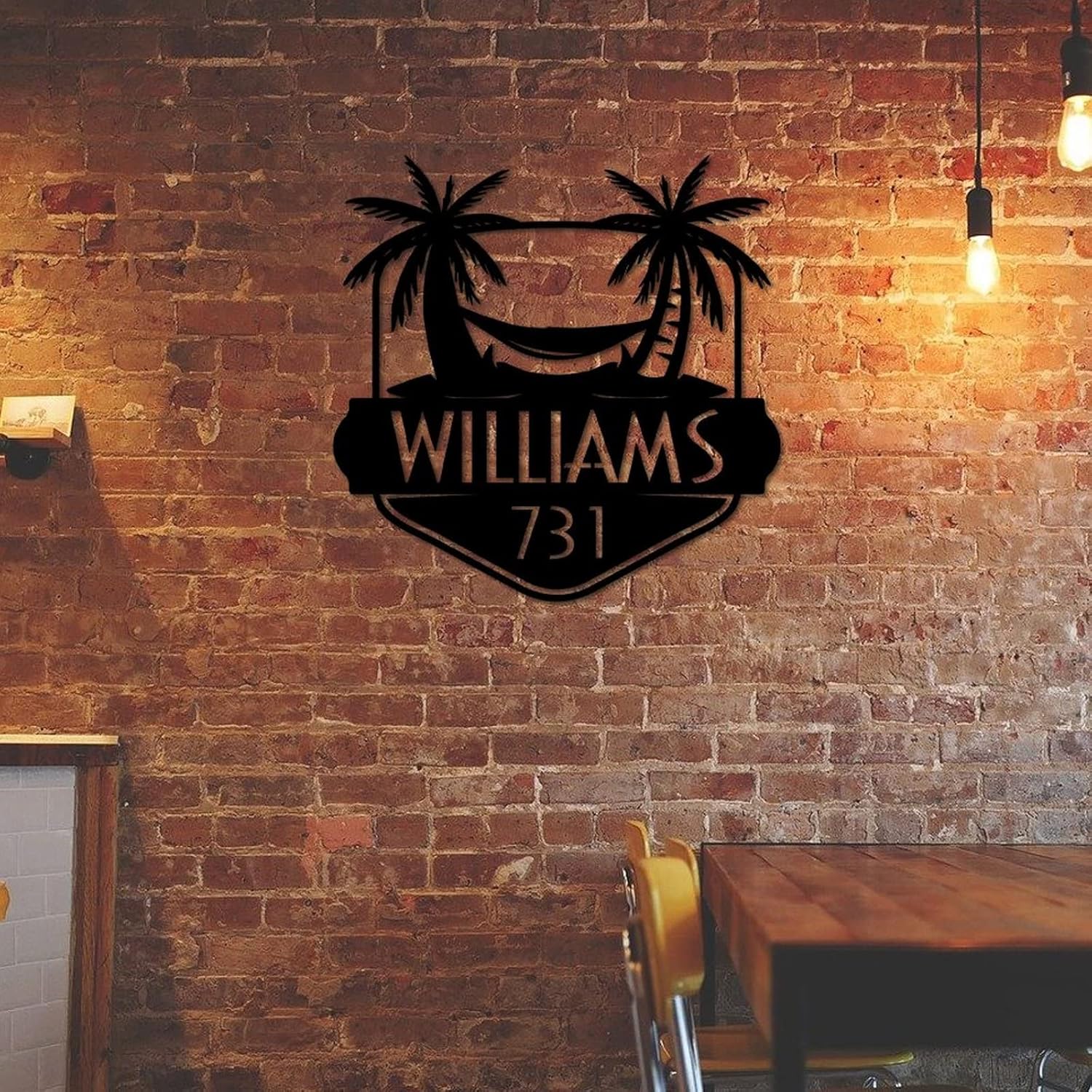 Address Sign Personalized Personalized Palm Tree House Number Address Metal Sign 8 House Numbers Wall Decor Art Outdoor Decor Aluminum Rustic for House, Street, Front Door 3D Weather Resistant Black