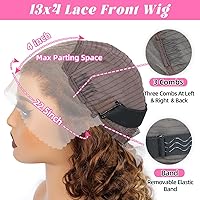 Vista 3 de Pelucas de Encaje Frontal de Cabello Humano Ondulado Profundo Ombre 4/27, Peluca Rizada Ombre de Encaje HD 13x4 de Cabello Humano, Peluca Rizada
