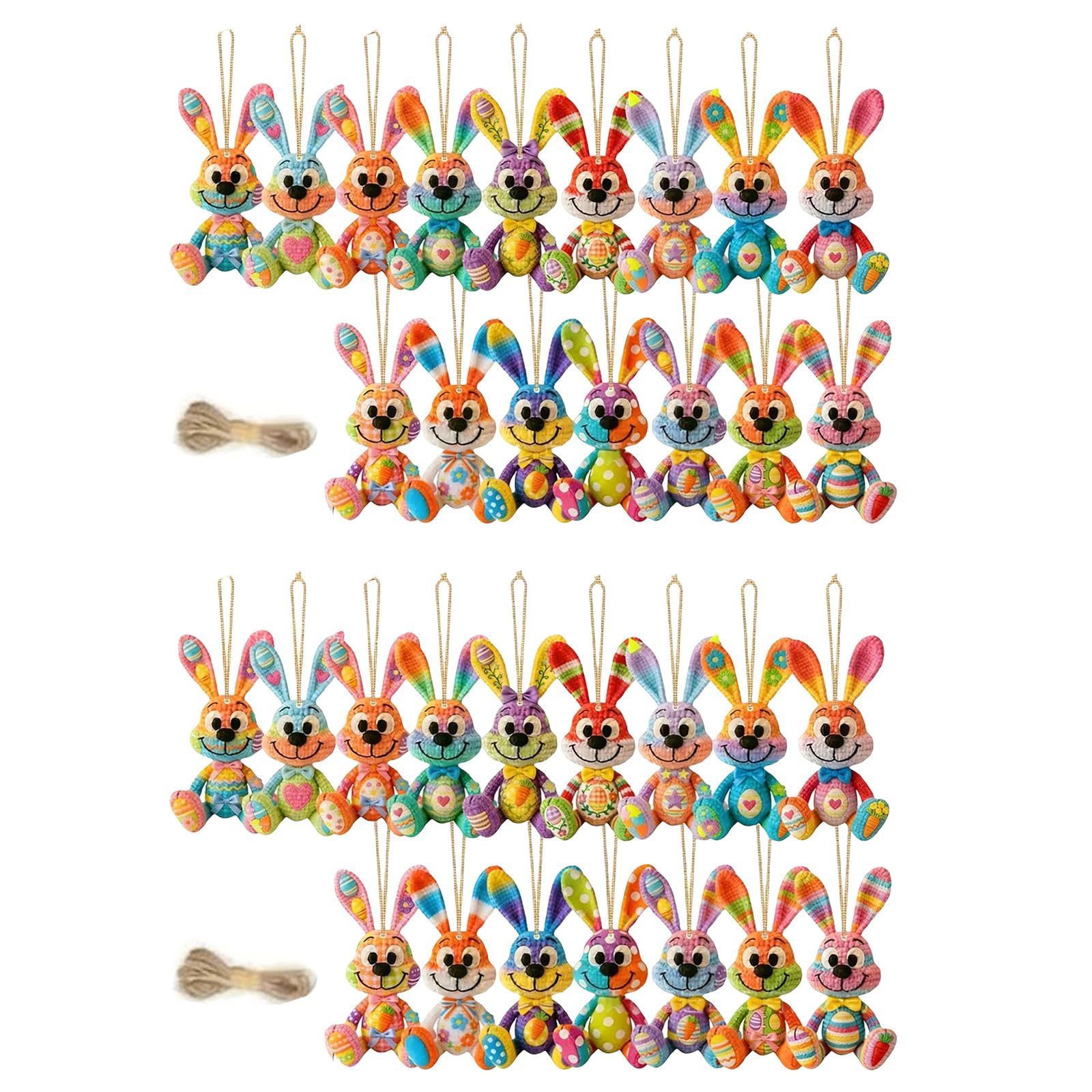 Buxuaaaa 16 / 32Pcs Artistic Wooden Easter Hare Ornament Colorful Wooden Hare Figure Decoration for Easter Festival Celebration Colorful Conies Ornamentation