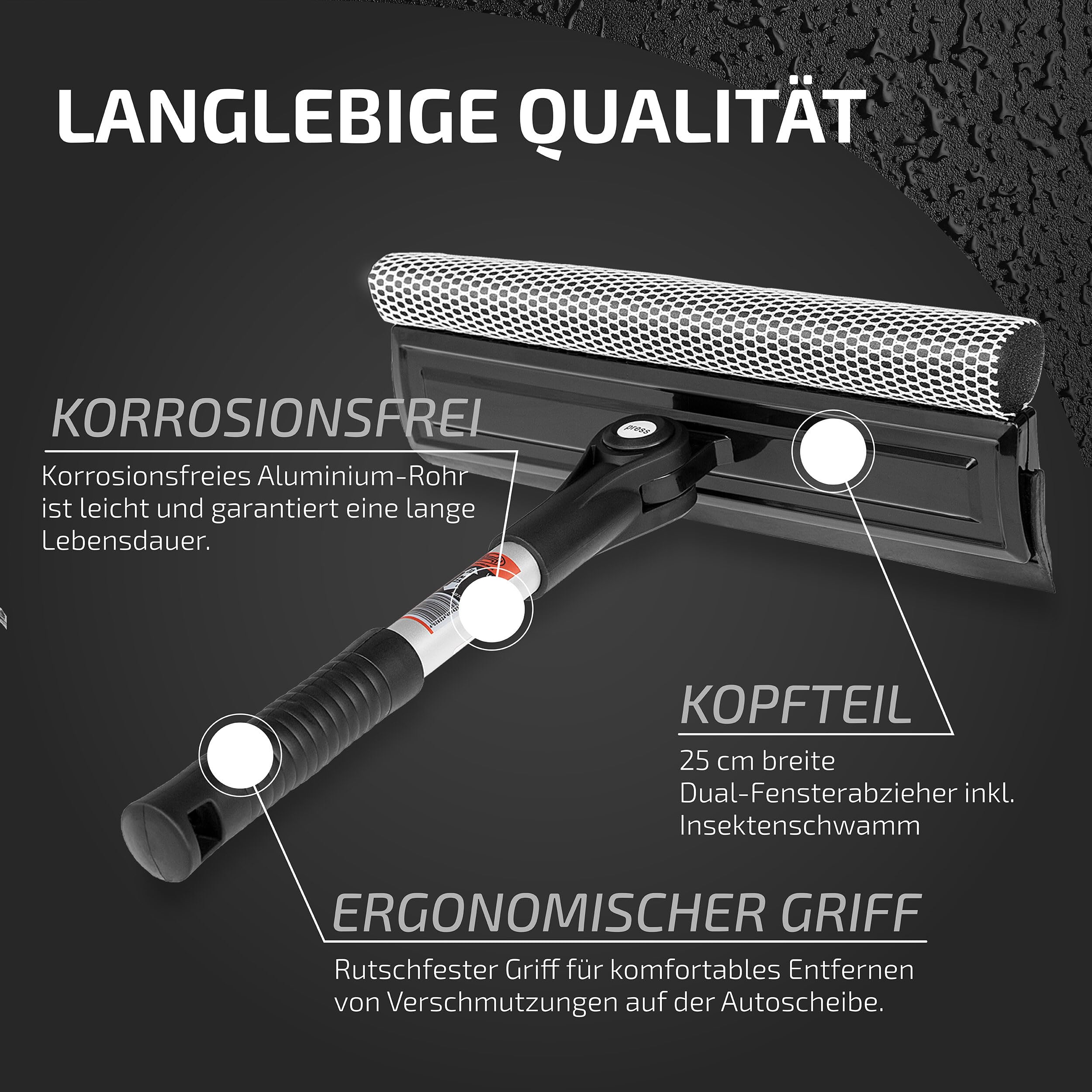 HEYNER® Nettoyeur de vitres de Voiture M25 25cm Extracteur en Aluminium & éponge Pliable Largeur 25cm Universel Véhicules de Tourisme Camionnette