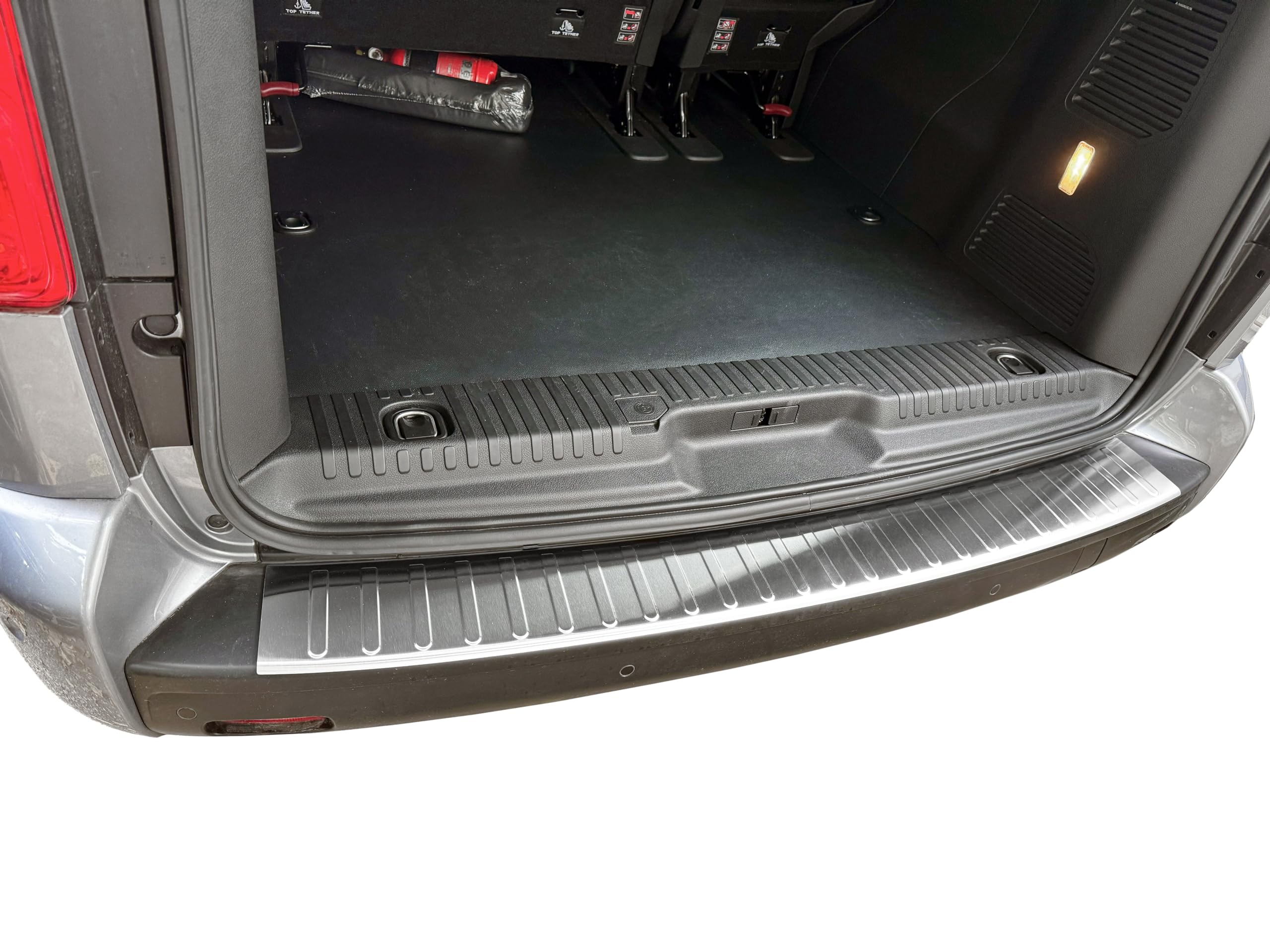 RECAMBO Protezione per paraurti in acciaio inox spazzolato opaco con texture compatibile con Peugeot Traveller anno di costruzione dal 2016 Styling e protezione per il paraurti