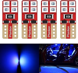 PHINLION 194 Blue LED Bulbs, Super Bright 168 LED Dome Light, 2825 W5W 158 T10 Wedge Car Interior Map Door Courtesy License Plate Instrument Dash Lights, Non-Polarity, Pack of 4