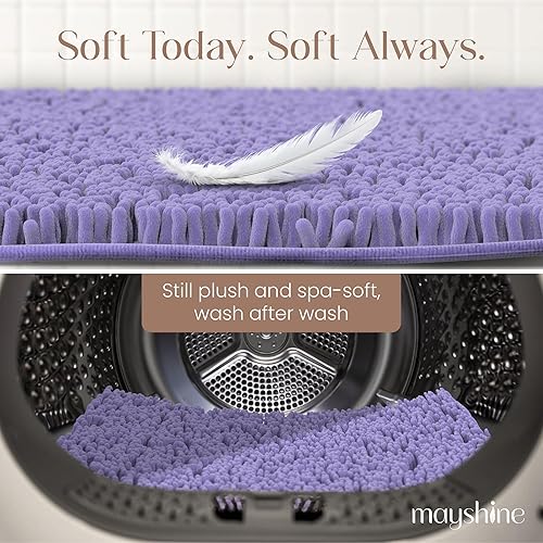 Miniatura 27 de Tapete de baño extra largo de felpilla suave, tapete de microfibra absorbente, lavable a máquina y antideslizante para puerta, baño, habitación