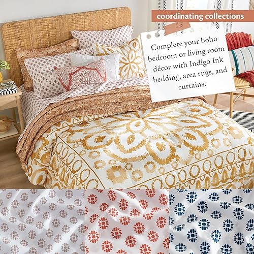 Miniatura 7 de Indigo Ink - Juego de sábanas tamaño King de 4 piezas, ropa de cama con patrón de medallón boho, suave y resistente a las arrugas (Colección