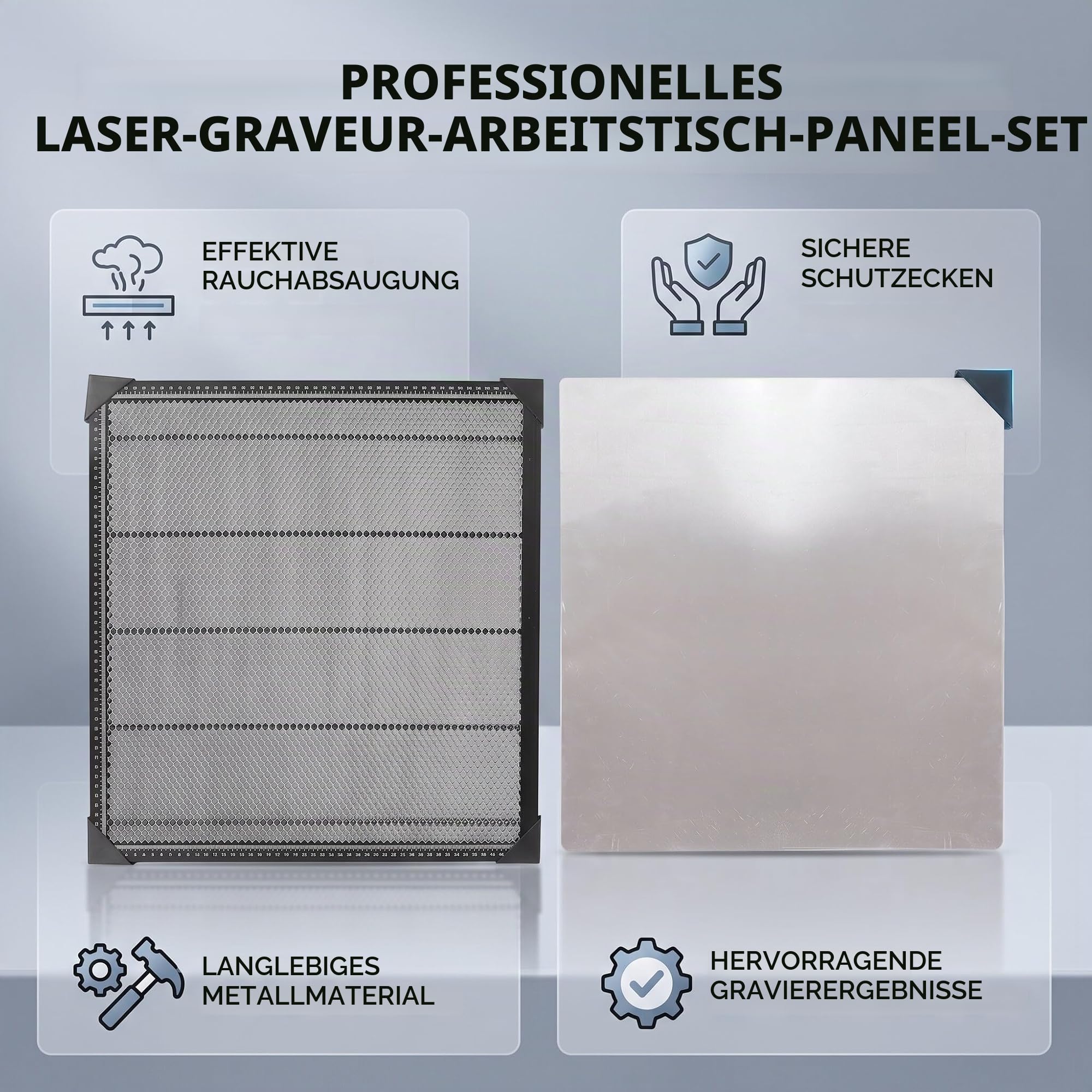 Arbeitstisch aus Wabenlaser, 500 x 500 mm, Arbeitsplatte aus Aluminium für Bienenstock, CNC-gefräst, Laserschnittbett, kompatibel mit Diodenlasergravurmaschinen, Glasfaser und CO2