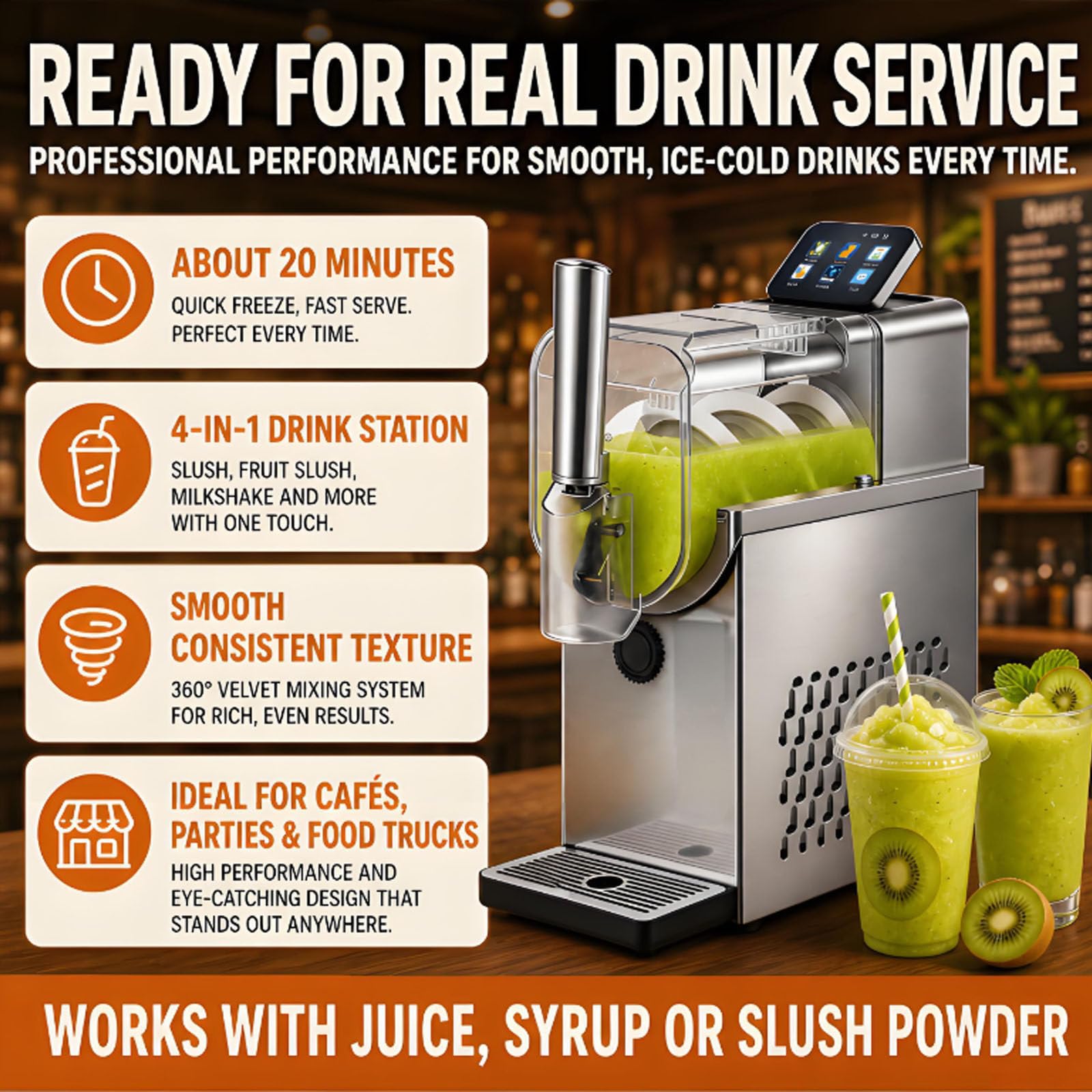 Slushie Maker, macchina per gelato Soft Serve, 2300 ml, 4 preset, autopulente, in acciaio inossidabile, portatile, per uso domestico, camion alimentare e bar