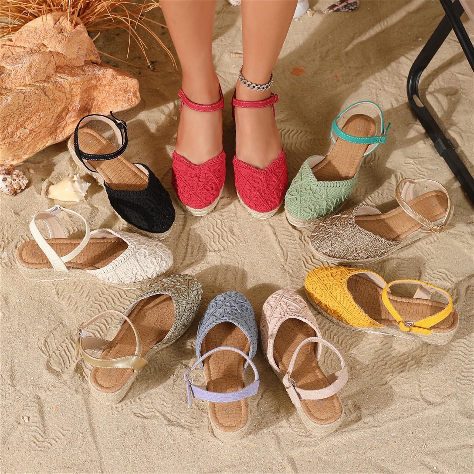 Generico Sandales OrthopéDiques Femme Confortables LéGèRes AntidéRapantes Semelle Souple Respirantes Chaussures Femme éTé Mode Mules Support Pieds Larges Ville Vacances