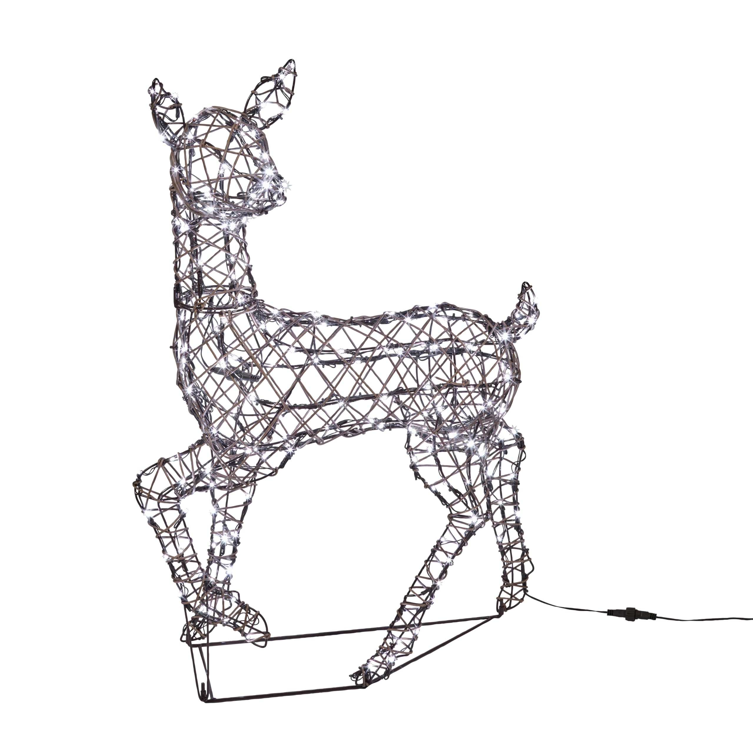 Light4fun Studley-Rattan-Hirsch aus Kunstrattan mit 190 LEDs | mit 3 Beleuchtungsmodi | strombetrieben & Timer | Rentier Hirsch | Weihnachtsdeko | wetterfest für Garten außen | Höhe 88 cm