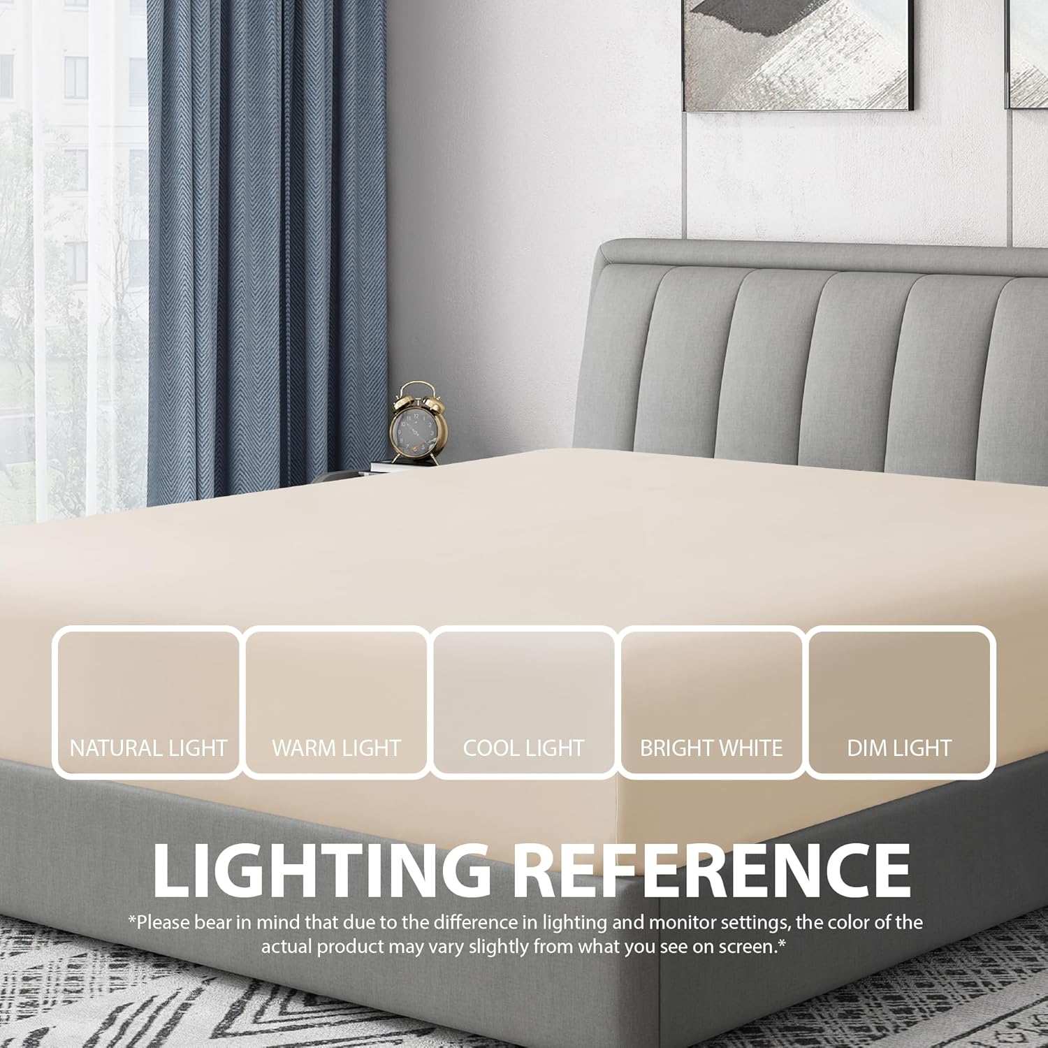 Cathay Home Twin Fitted Sheet - Double Brushed Ultra Soft – Wrinkle & Fade Resistant - 14" Standard Pocket Fitted Sheet Only - Good Fit for 12"-16" Deep Mattress (Twin, Cream) - Image 5