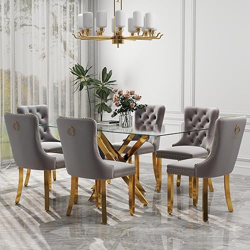 Miniatura 31 de Juego de comedor de cristal de lujo plateado de 5 piezas, juego de mesa de cocina minimalista moderno para 4 personas, juego de comedor con negro +