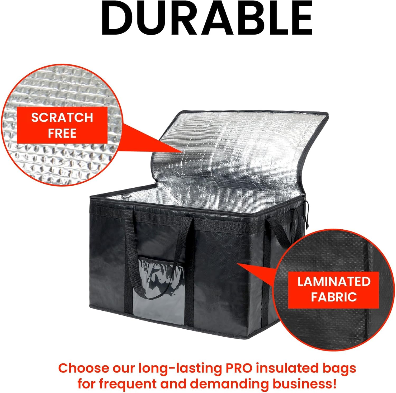 NZ home Insulated Bags for Food Delivery (3XL PRO) Grocery Shopping Cooler Bag, Pizza Delivery, Hot & Cold Catering Tote, Reusable, Foldable & Heavy Duty (Black)