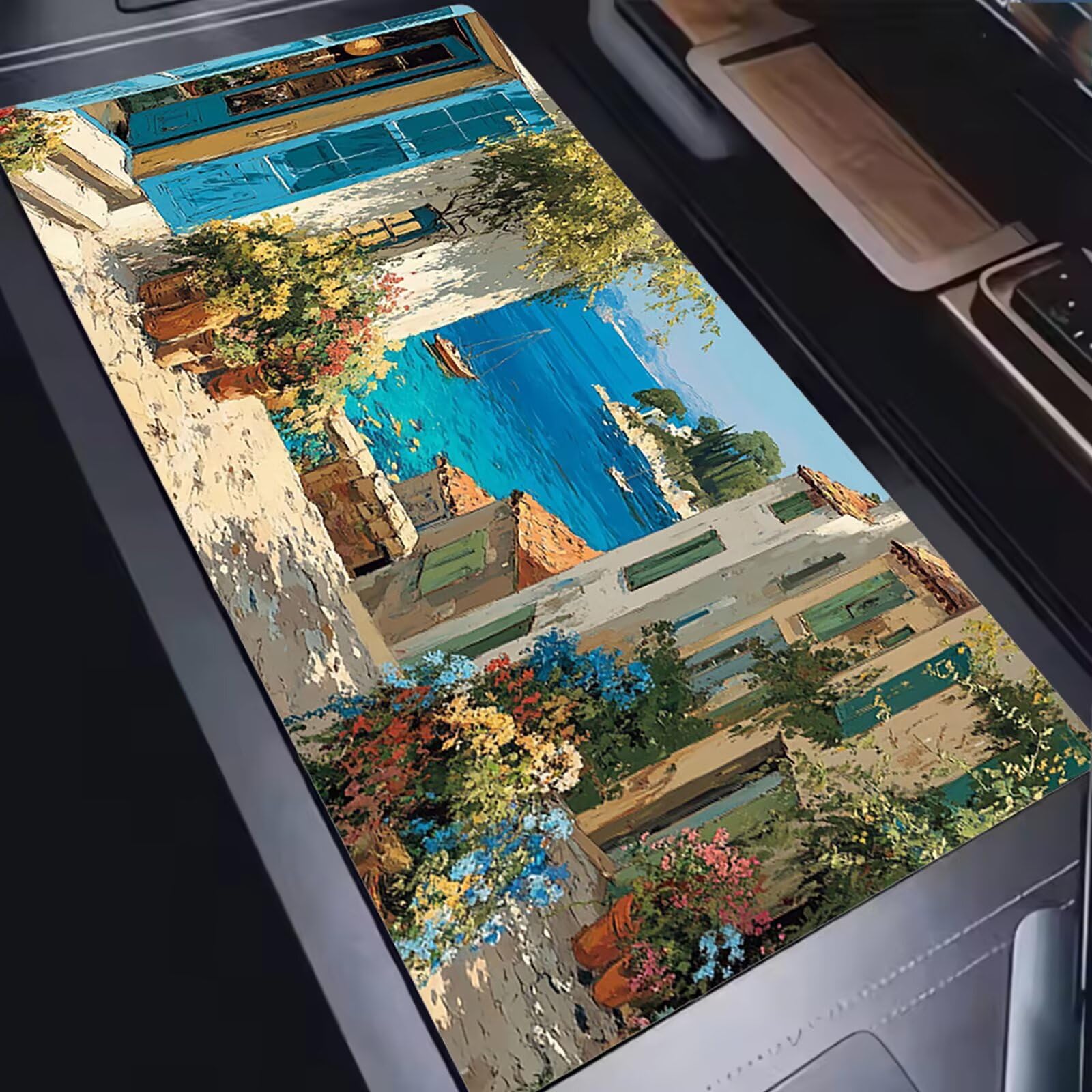 Tappetino Mouse XXL 1200x600x3mm Mouse Pad Gaming, Città Sulla Spiaggia, Mousepad Base Antiscivolo, Esteso Accessori Scrivania Tracciamento Ad Alta Precisione tappetino per Computer Ufficio, C0P-912