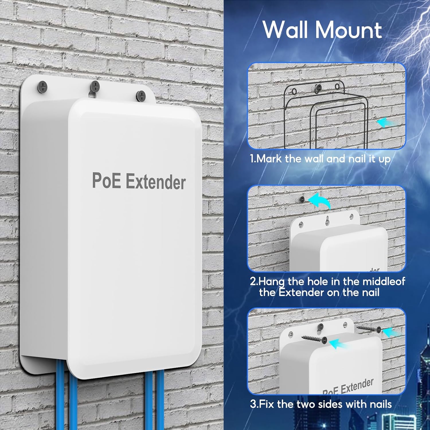 Wall mounting instructions for SODOLA PoE Extender