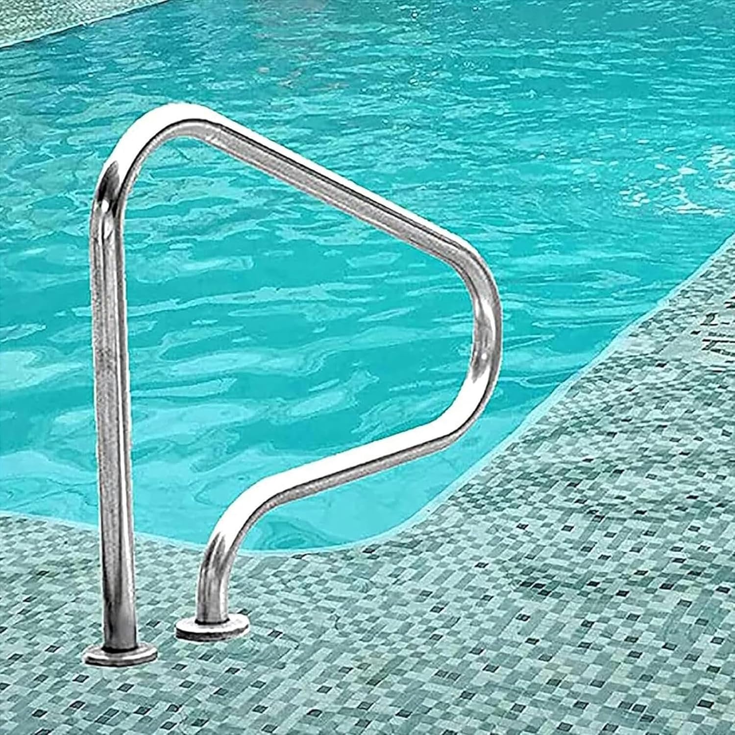Pool Railing Silver Pool Handrail 304 Stainless Steel Swimming Pool Bend Handrail - Easy to Install, for Swimming Pools and Water Parks, Silver Rustproof