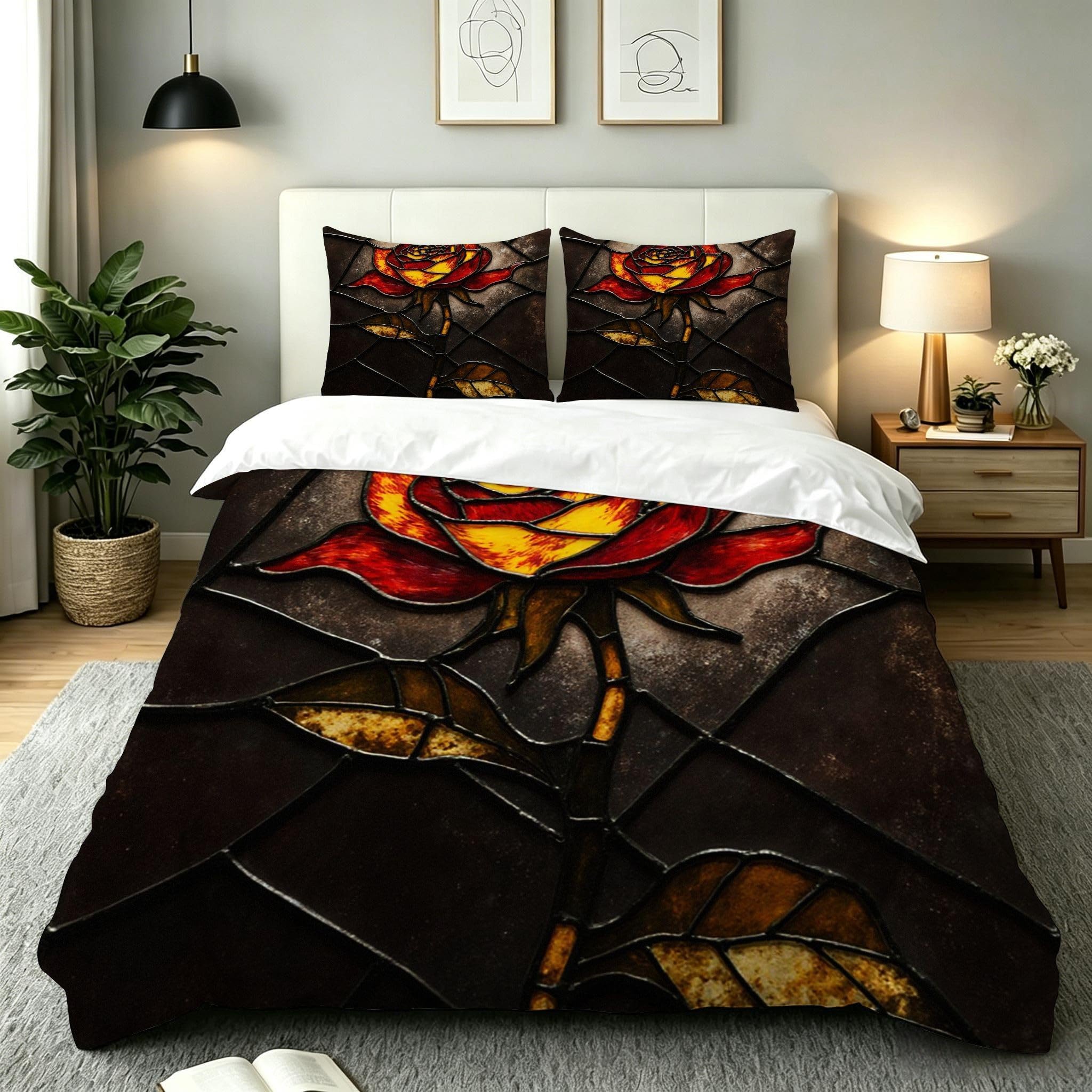 Housse de couette 140x200 rose grise facile à enfiler grâce au zip, literie microfibre enfant