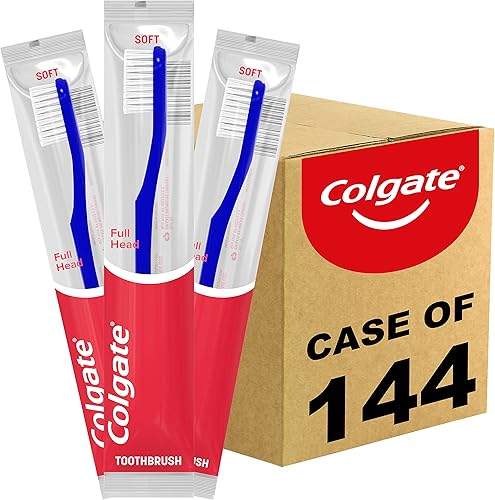 Colgate Cepillos de dientes suaves, cepillos de dientes a granel, cepillos de dientes envueltos individualmente para adultos, caja de 144