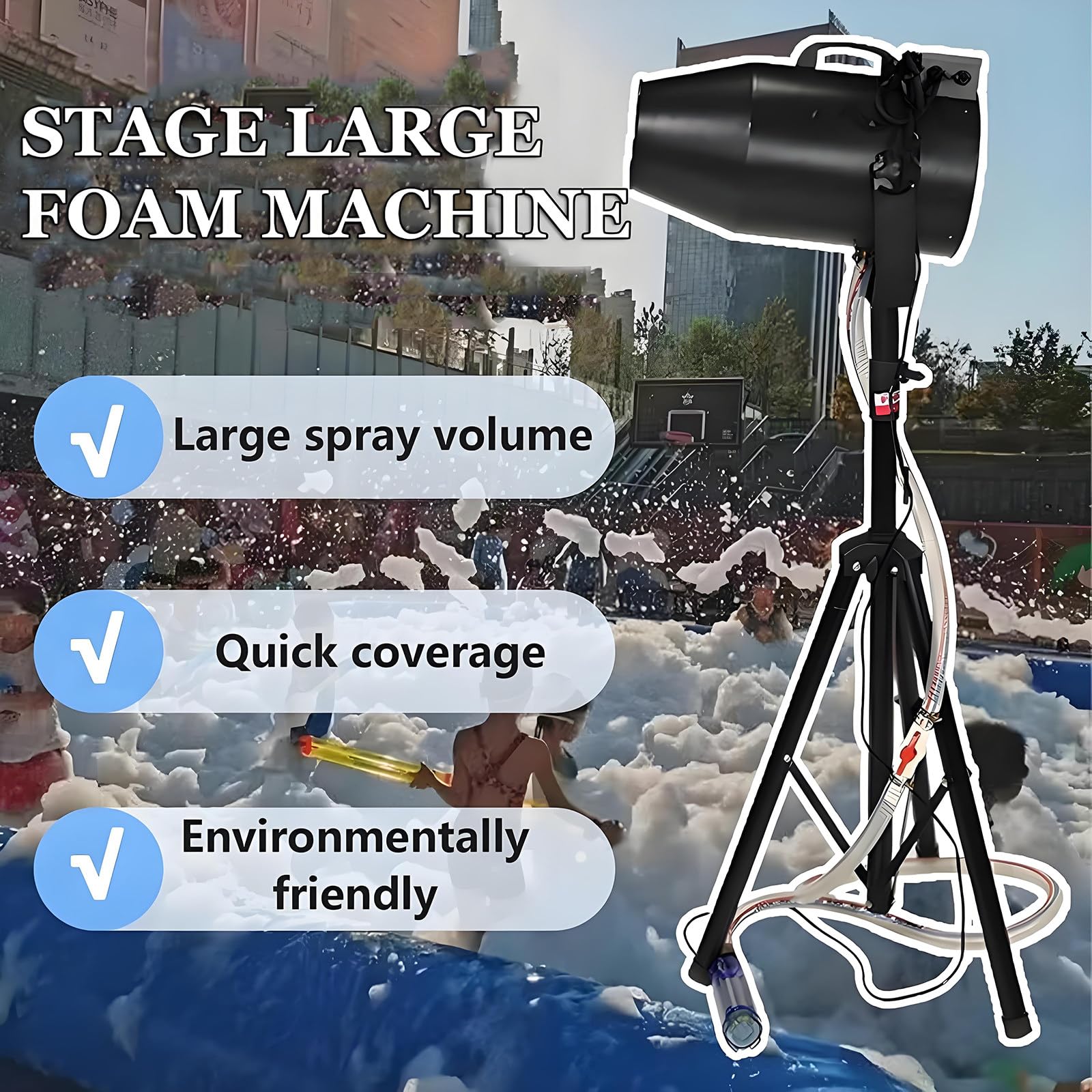 Máquina De Espuma para Fiestas, Máquina De Burbujas De 1000 W, Máquina De Espuma con Efecto De Escenario, Máquina De Pulverización De Espuma para Jardines, Piscinas, Interiores