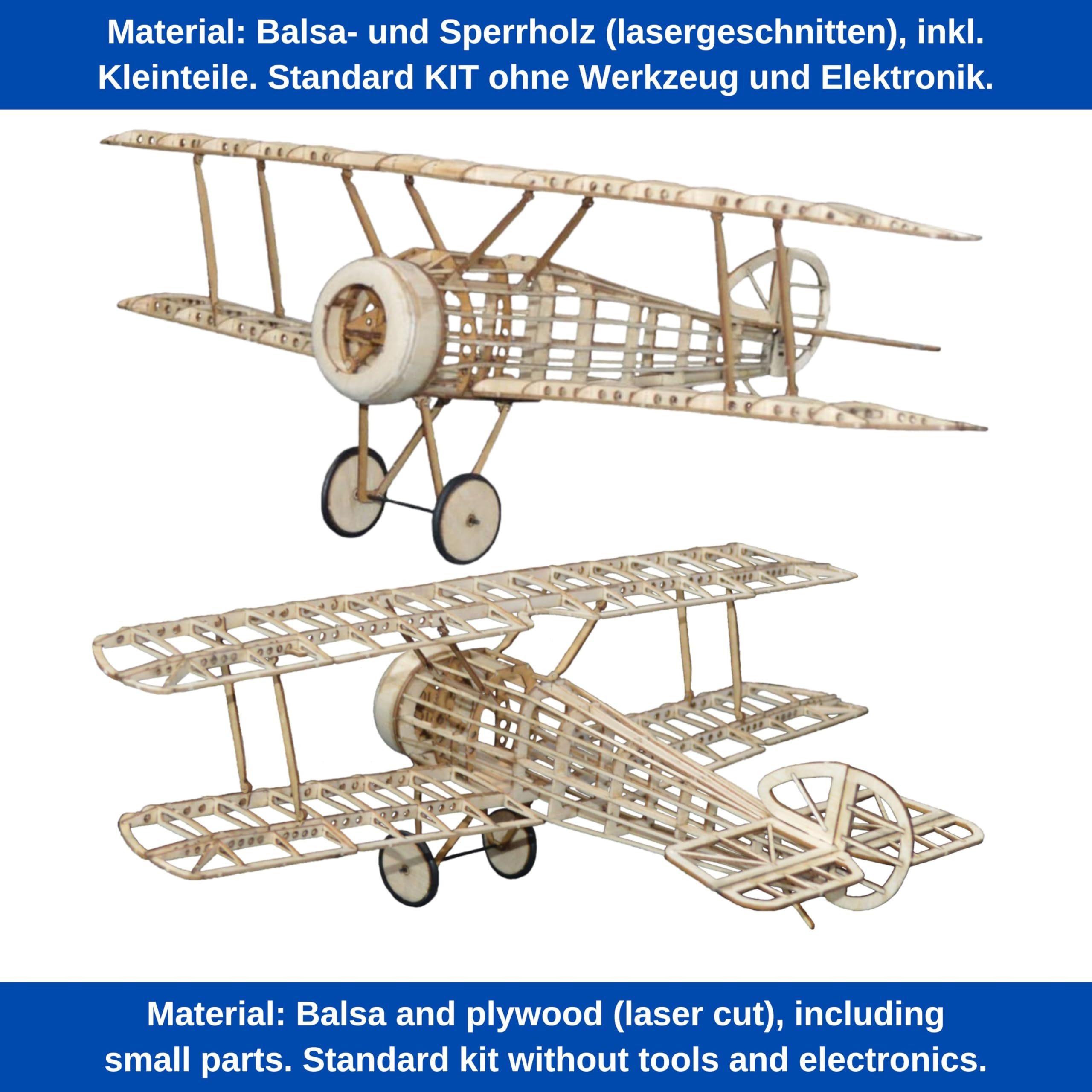 Sopwith Camel Slow Flyer Modellflugzeug Kit, Maßstab 1:20, 380 mm Spannweite, RC Flugzeugmodell Baukasten, Holzflugzeug zum selbst Bauen, gelaserte Balsa Holz Bauteile, 380 x 240 x 128 mm, 45 g RTF