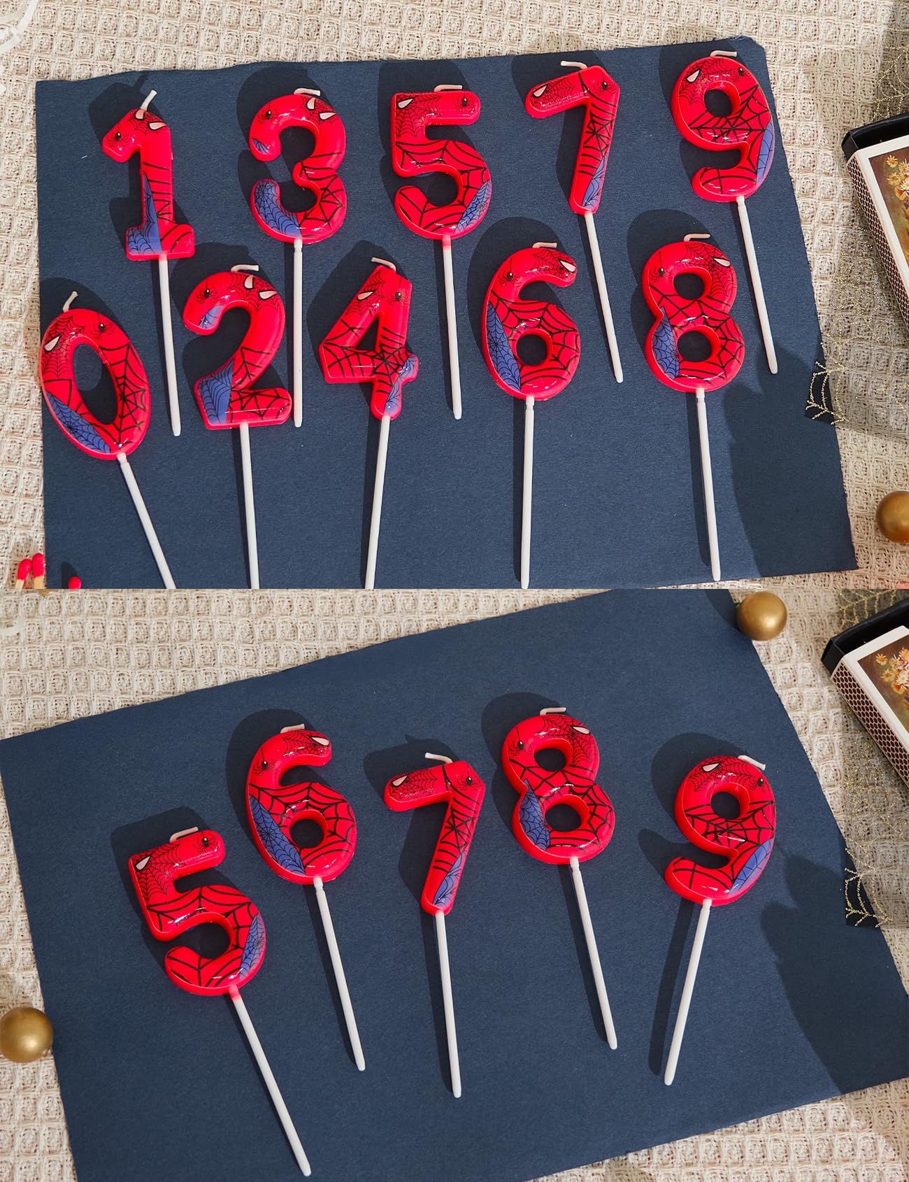 Gezan Bougies d'anniversaire sur le thème de l'araignée - Bougies en forme de chiffre pour gâteau de l'Avent - Bougies en toile pour garçon et fille - Fournitures de décoration de fête d'anniversaire
