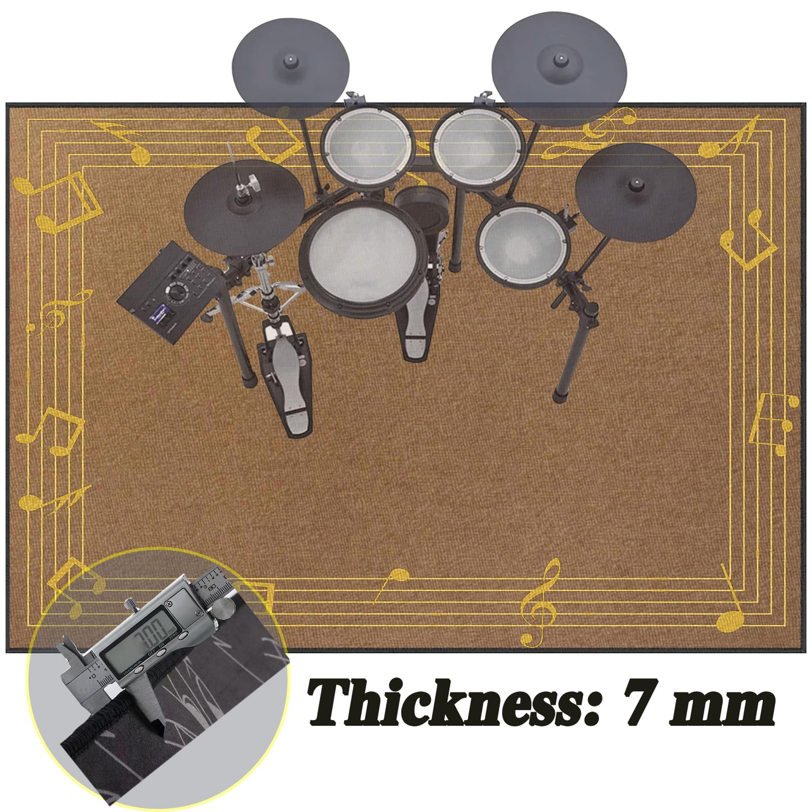 Dywan perkusyjny, elektroniczny, jazzowy, perkusja, zestaw perkusyjny, do instrumentów basowych, perkusji, mata chroniąca przed hałasem, antypoślizgowy dywanik bębnowy, 180 x 140 cm