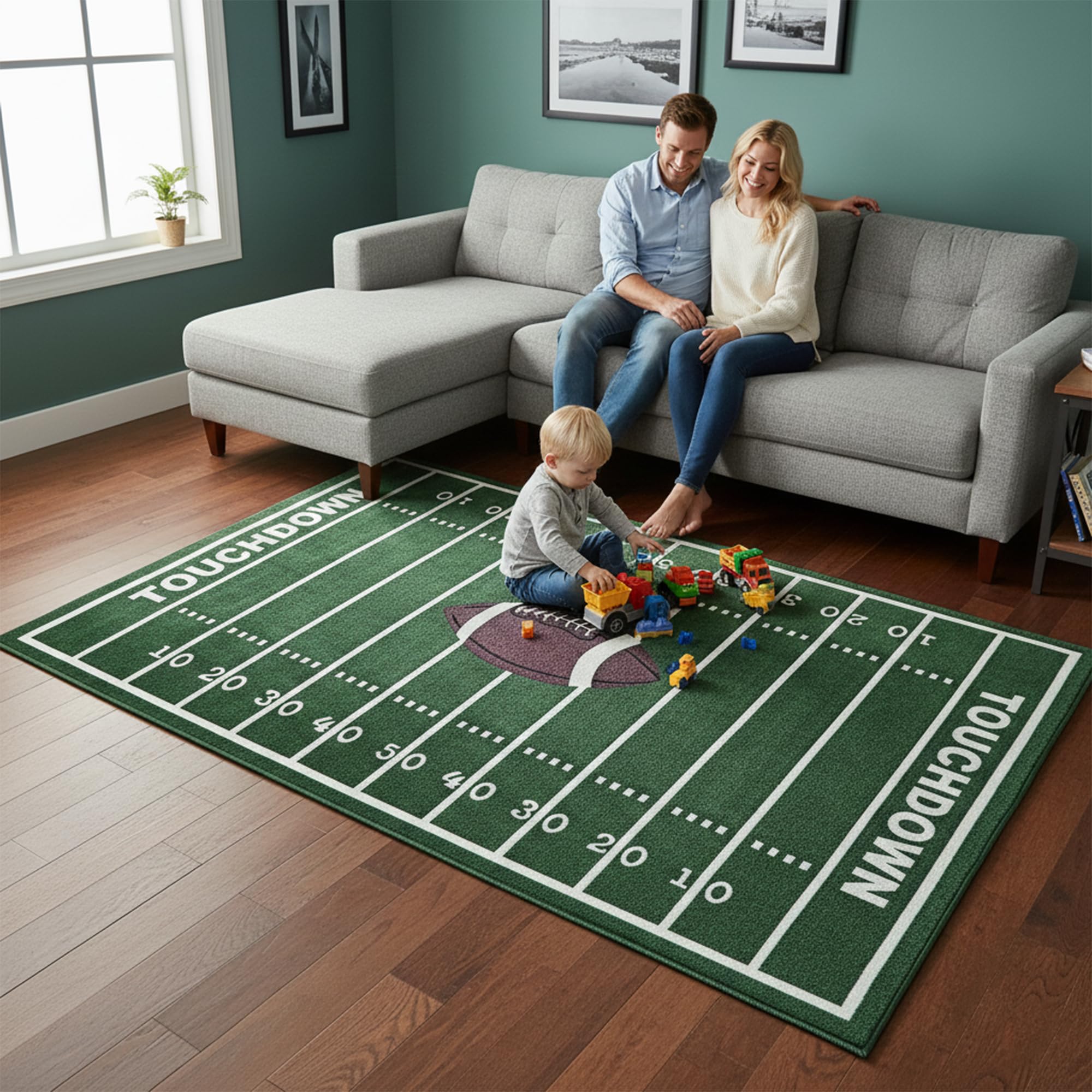 All Stars Football Ground Kids Rug Size: 3'3" x 5'