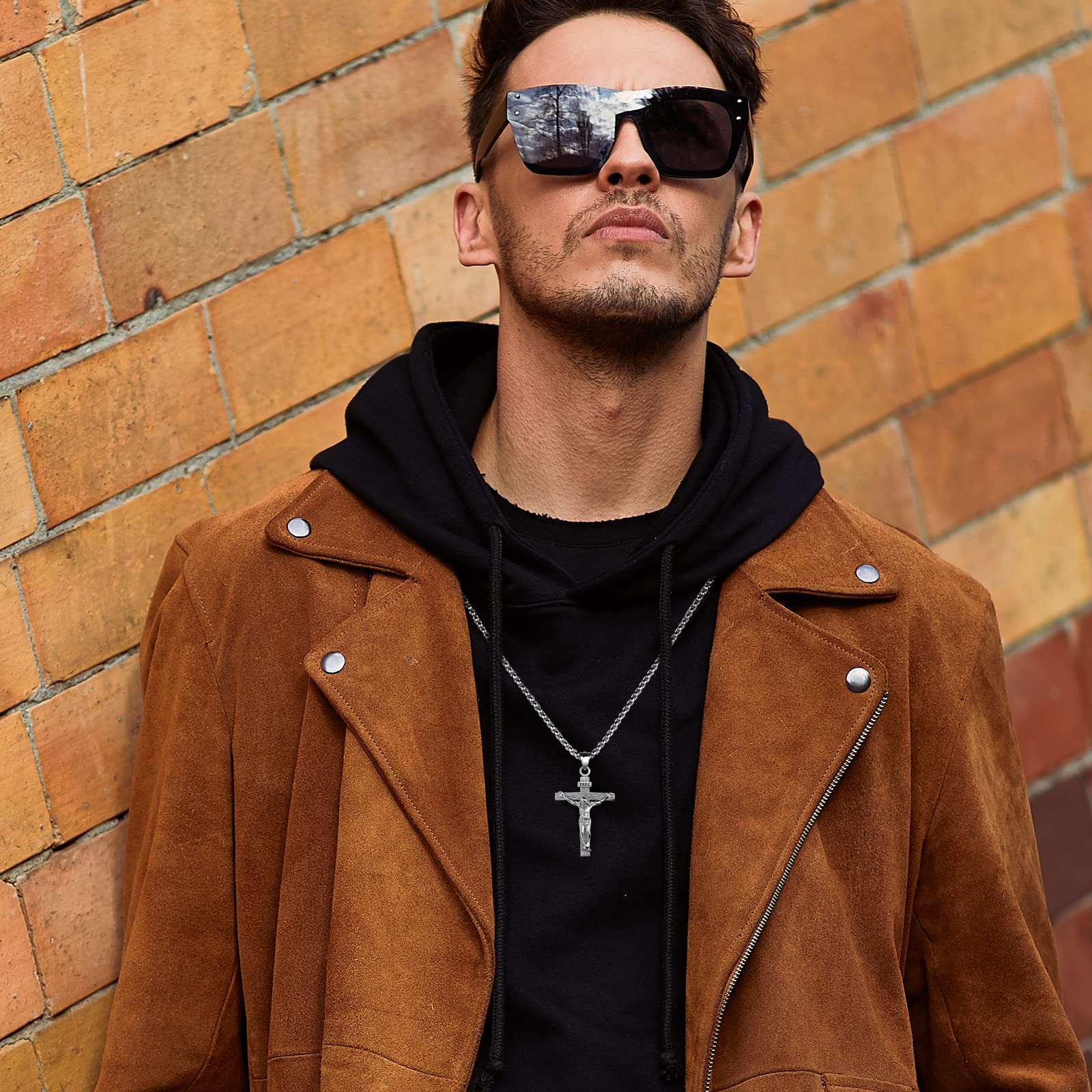 Cross Pendant for Car Rearview Mirror Charm Hanging Accessories Ornament Jesus Cross Necklace Jewelry Women Men Auto Interior — view 2