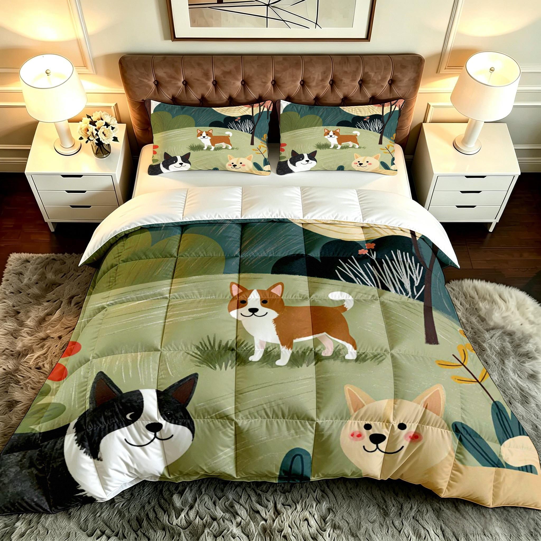 Edredón King Size 3D Perro Animado Sustituto Plumas para Adultos-A72