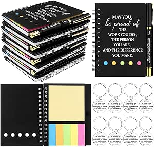 8 Set Inspirational Gifts Include Motivational Notebooks with Inspirational Pens Thank You Keychains Employee Appreciation Gifts Bulk Thank You Gift for Colleague Coworker Staff Team Volunteer Teacher