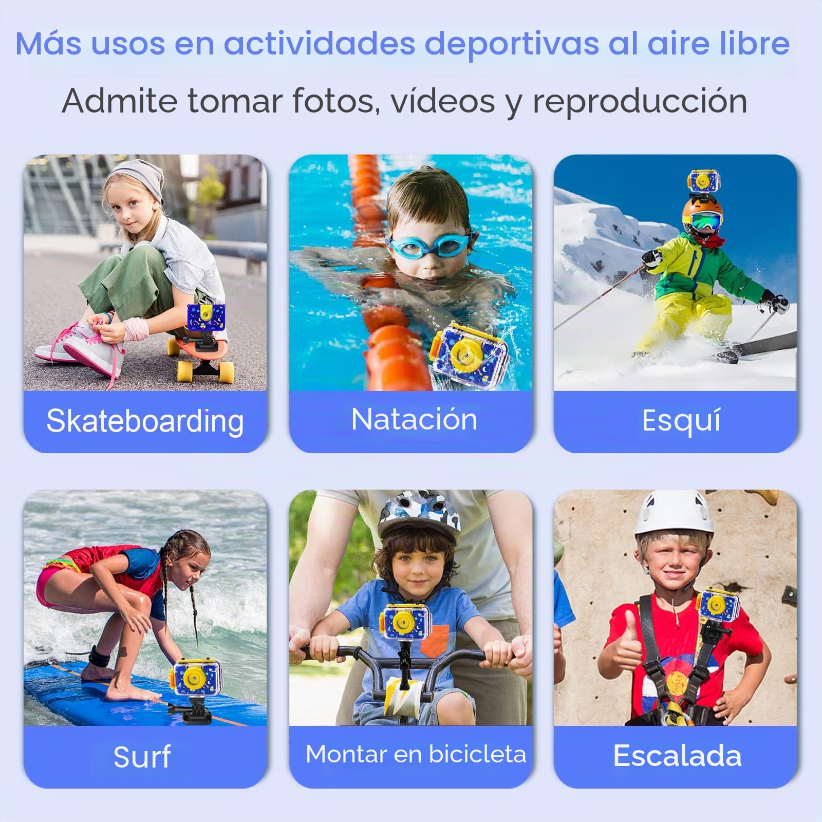 GKTZ Cámara de Fotos Infantil Impermeable, cámara de vídeo de acción submarina Infantil, Regalo de Cumpleaños para Niños y Niñas de 3 4 5 6 7 8 9 10 11 12 Años (Azul Militar)