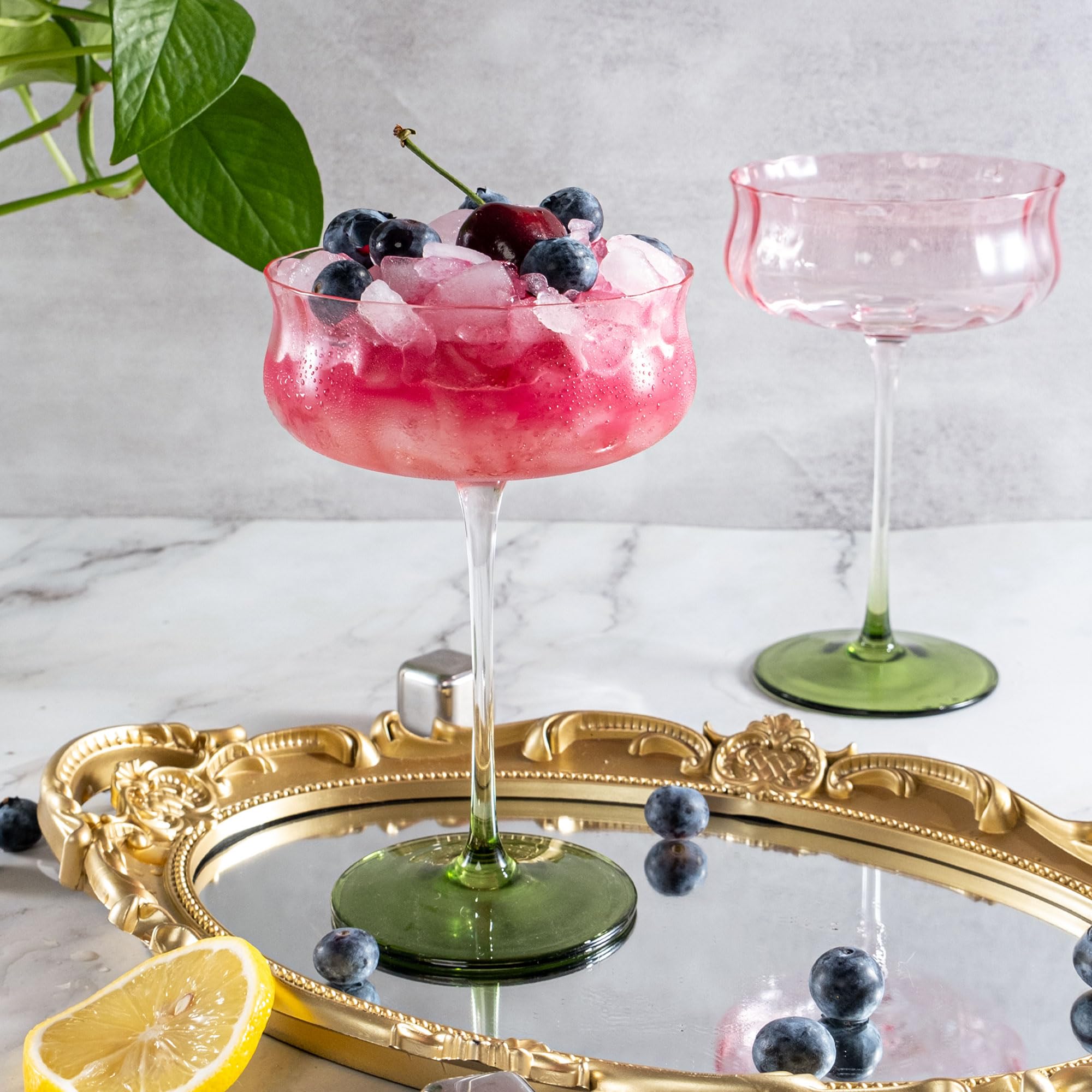 Tulip Crystal Martini Glasses - Set of 4 with Gift Box -4
