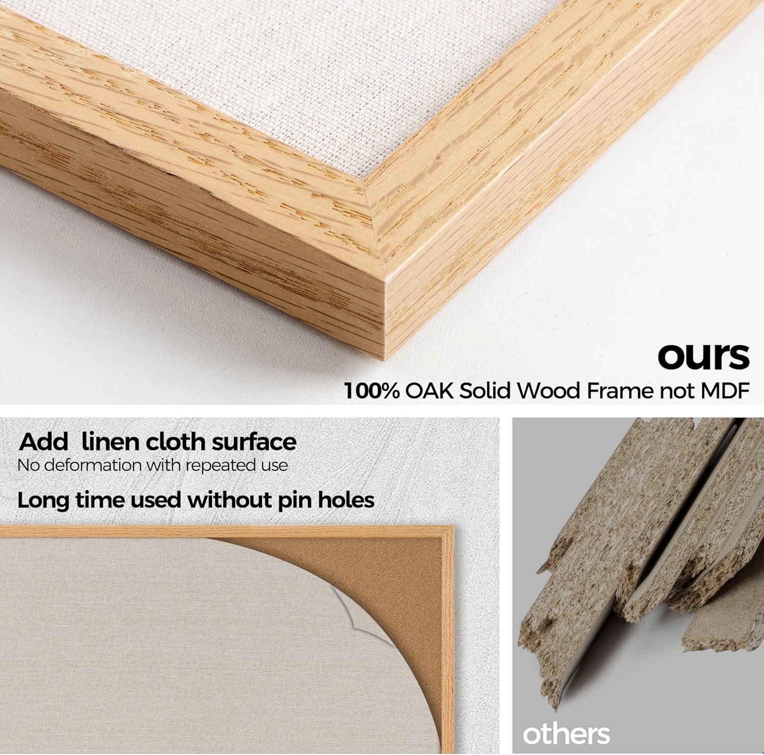 Fun Memories Cork Board Bulletin Board for Office, 24" x 36" Oak Wooden Framed Corkboard, Wall Mounted Notice Pin Board for School Home & Office, Natural Wood