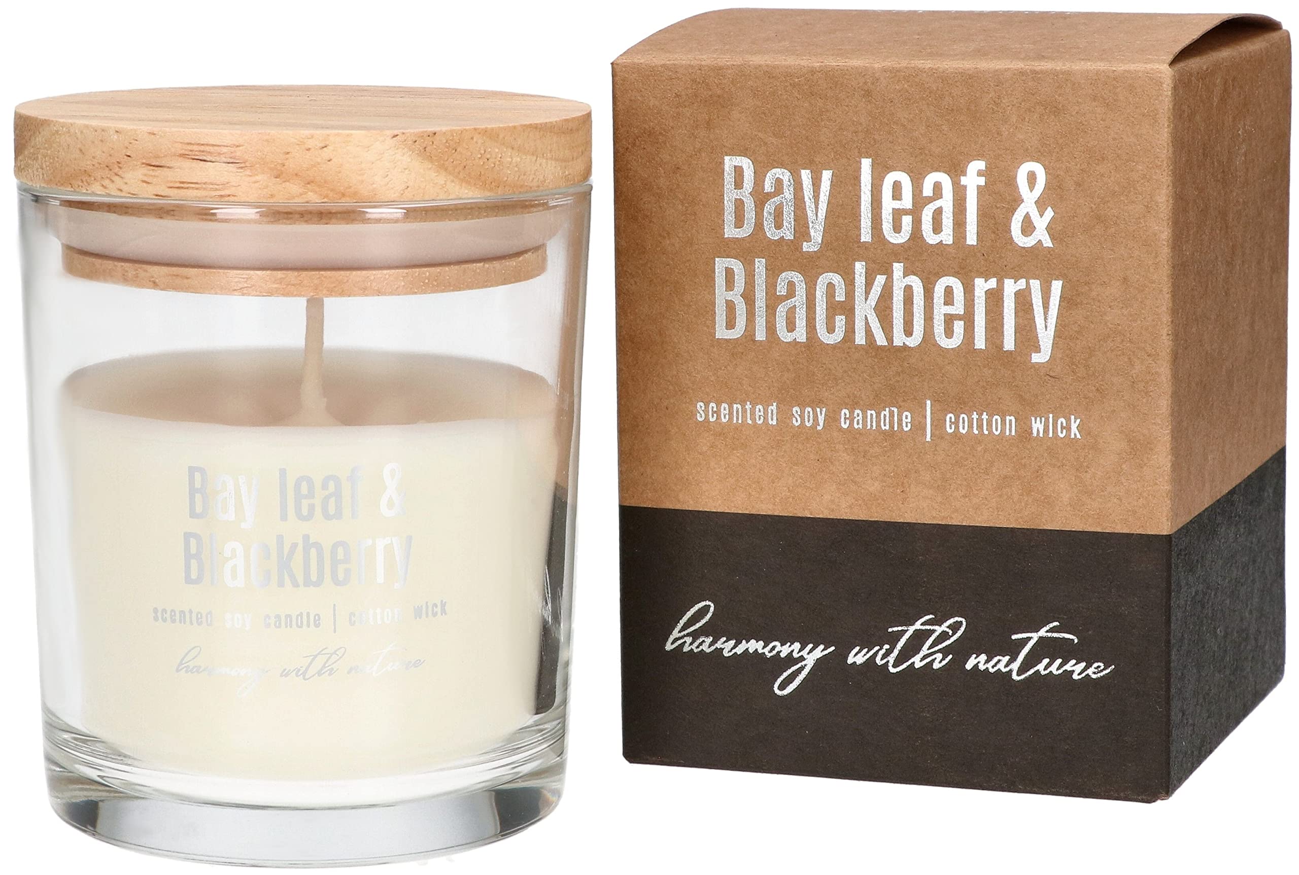 KOTARBAU® 6er Set Sojawachskerze Duftkerze im Glas mit Holzdeckel Bay Leaf & Blackberry