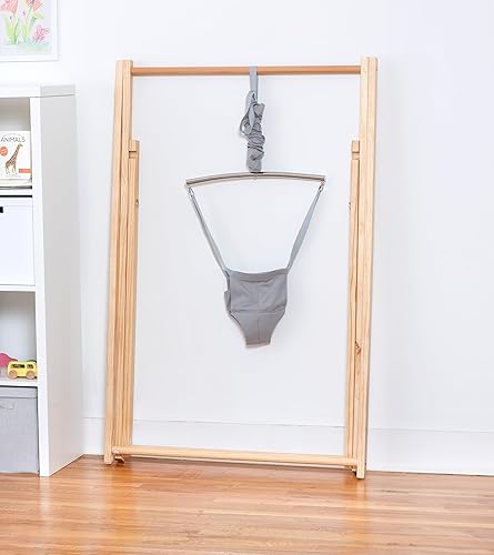 Miniatura 7 de Avenlur Tulip Baby Bouncer - Saltador plegable para bebé con soporte, gorila de pie para niños de 6 meses a 3 años - Asiento gorila para bebé (gris)