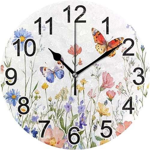 Vista 17 de Reloj de pared de hojas de eucalipto verde, reloj de cocina silencioso sin tictac, reloj decorativo grande de 25 cm, funciona con batería, para B442