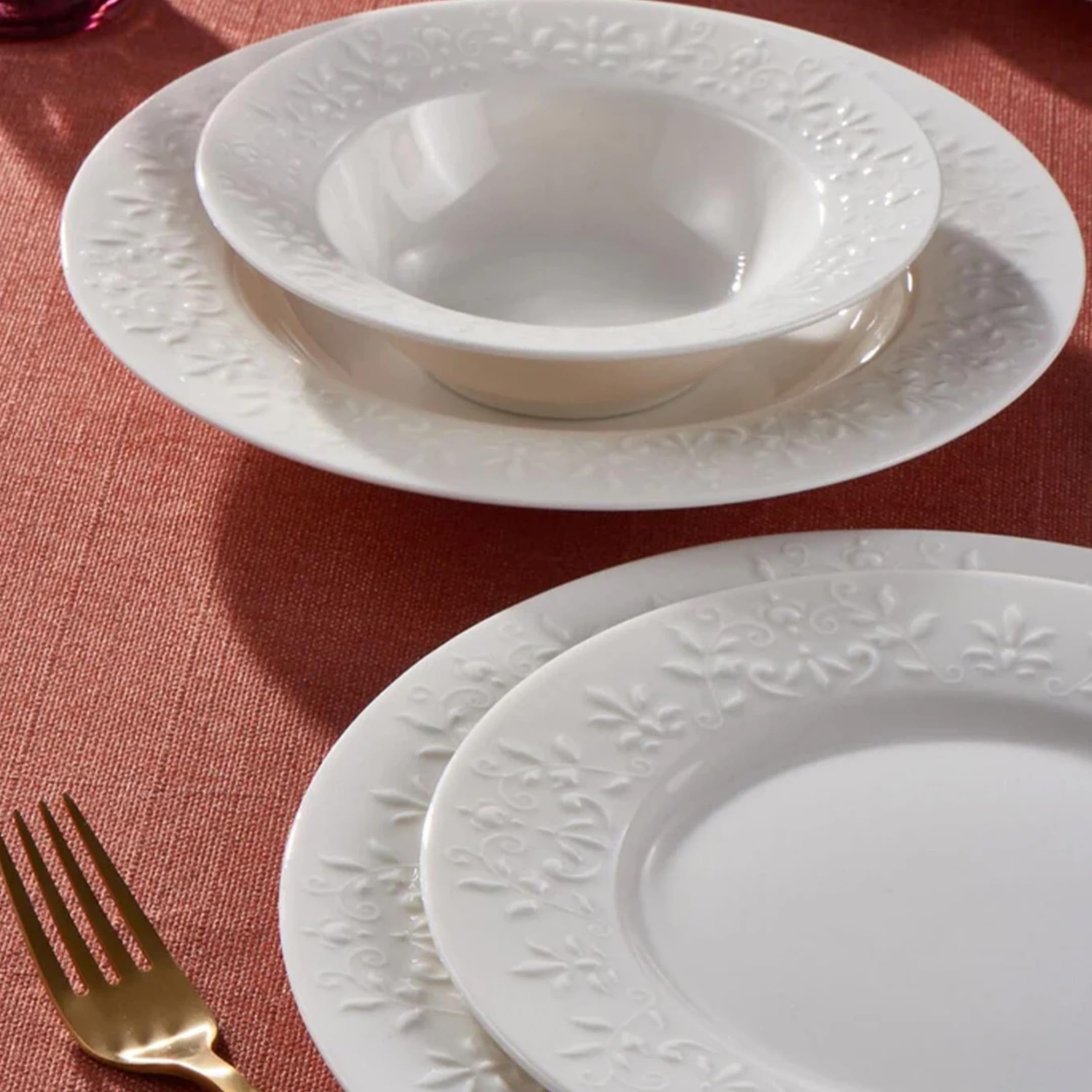 NORDIC SCHILLER Porzellan Tafelservice, 6 Personen, 24-tlg., Dilruba Series | Geschirr Set mit Reliefmuster, Teller Set, Essteller, Dessertteller, Servierteller