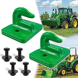 2 Pack 3/8" Tractor Bucket Grab Hook Grade 70 Forged Steel Bolt On Grab Hook Tow Hook Mount with Backer Plate,Work Well for Tractor Bucket, RV, UTV, Truck, Green