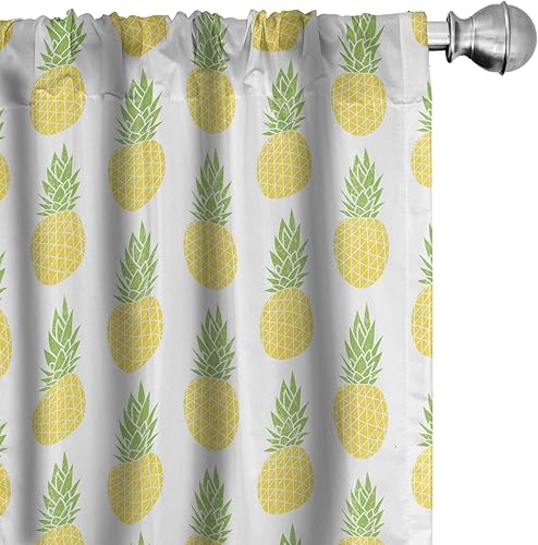 Miniatura 36 de Lunarable Cortinas amarillas, inspiradas en el picnic de los años 50, 60 y 70, diseño de lunares retro con estampado de lunares, tratamientos de