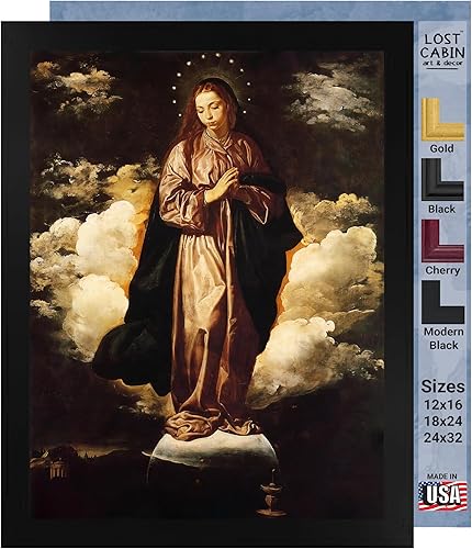Lost Cabin The Immaculate Conception de Diego Velazquez Impresión en marco plano negro Reproducción de pintura de obras de arte finas Póster
