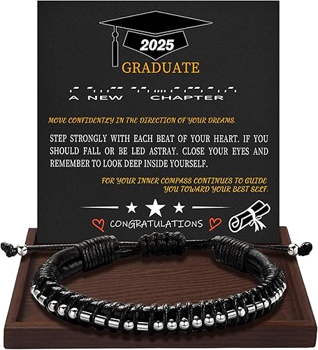 Inspirational Gifts for Men Morse Code Bracelets Mens Bracelets Graduation Gifts for Him Fathers Day Adjustable Leather Bracelet Motivational Birthday Annivesary Jewelry Stocking Stuffers for Men