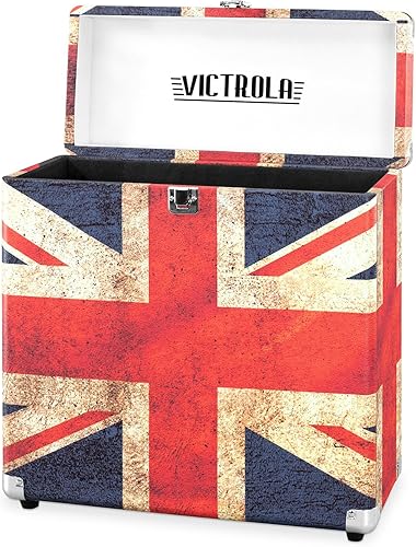Miniatura 4 de Victrola Estuche de almacenamiento y transporte de discos de vinilo vintage, se adapta a todos los discos estándar - 33 13, 45 y 78 RPM, capacidad