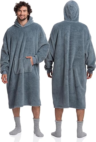 Miniatura 2 de Mad Dog Sherpa - Manta de forro polar con capucha para hombres adultos con mangas largas, acogedora chaqueta poncho con capucha