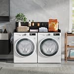 SOLIDEE Washer Dryer Countertop with Shelves, Laundry Countertop with 2-Tier Shelf Over Wooden Washer and Dryer with Non-Slip Pads, Laundry Room Organization and Storage 54" W x 27.5" D (Black)