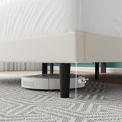 Miniatura 7 de Marco de cama tamaño Queen, marco de cama tapizada tamaño Queen con cabecero, cabecero tapizado, listones de madera resistentes, silencioso, no