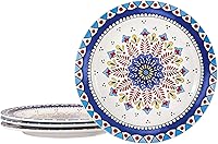 Vista 16 de Bico Blue Floral Haven - Juego de 4 platos de cena grandes de cerámica de 11 pulgadas para pasta, bistec, elegantes platos para servir, aptos